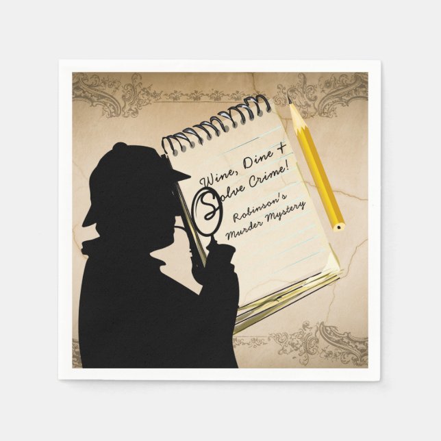 Halloween Murder Mystery Party Vintage Personalize Napkin (Front)