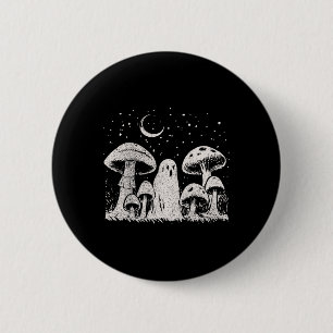 Halloween Mushroom Ghost Vintage Grunge 90 Aesthet 2 Inch Round Button