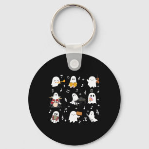 Halloween Music Teacher Ghost Playing Musical Inst Keychain