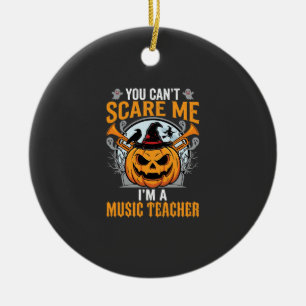 Halloween Music Teacher Scary Pumpkin Graphic Ceramic Ornament