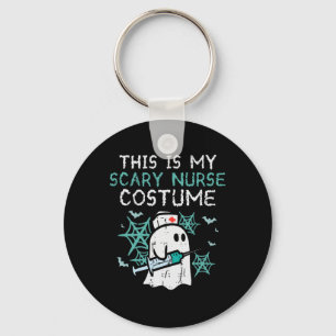 Halloween My Scary Nurse Costume Funny Ghost Scrub Keychain