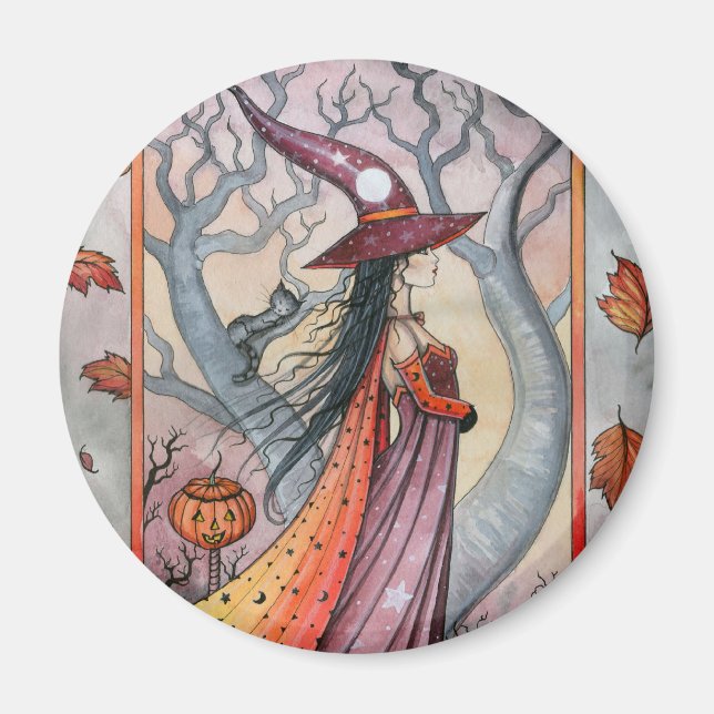 Halloween Mystic Witch by Molly Harrison Magnet (Front)