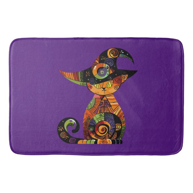 Halloween/mystical/cat/fall  bath mat (Front)