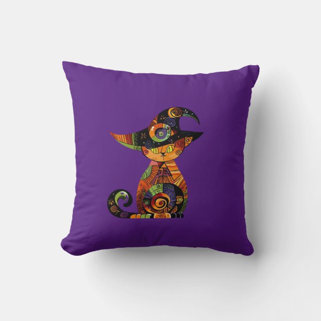 Halloween/mystical/cat/fall  throw pillow (Front)