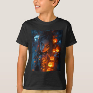 Halloween Mystical Enchanting Witch Glowing Pumpki T-Shirt