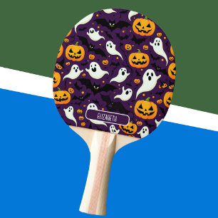 Halloween Name Bats Pumpkin Purple Pattern luxury Ping Pong Paddle