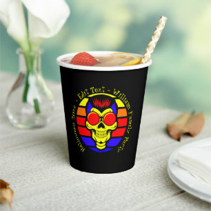 Halloween Name Year 20xx Text Retro Sunset Skull   Paper Cups