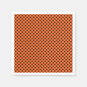 Halloween Napkin/Orange with black Polka Dots Napkin
