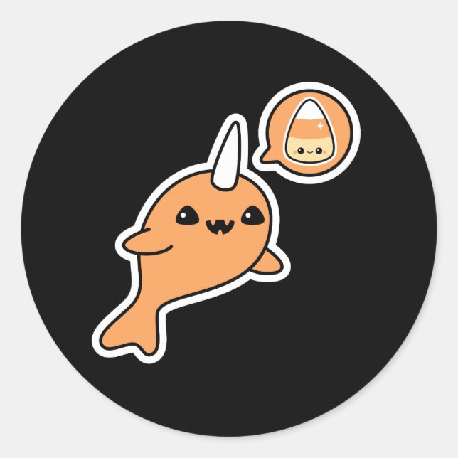 Halloween Narwhal Classic Round Sticker (Front)