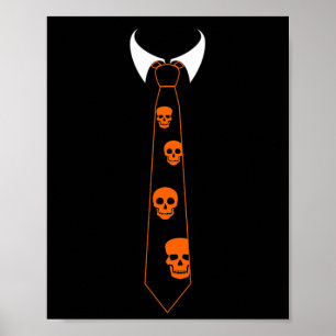 Halloween Necktie Skeleton Halloween Costume Poster