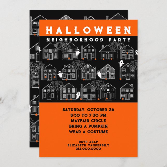Halloween Neighbourhood Party Invitation (Front/Back)