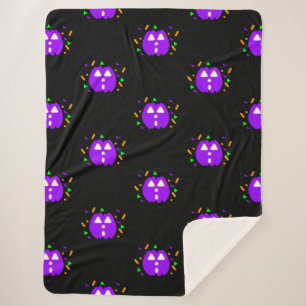 Halloween Neon Confetti Pumpkins Sherpa Blanket