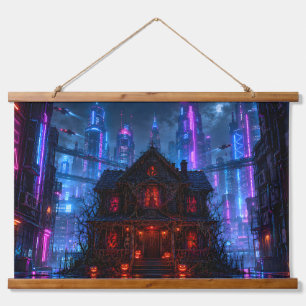 Halloween Neon Cyberpunk Tapestry