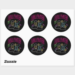 Halloween Neon Glow Look Beer Drink Party    Classic Round Sticker