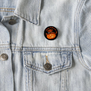Halloween Neon Glow Look Pumpkin Party   1 Inch Round Button