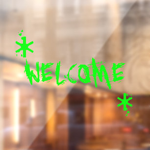 Halloween neon green slime welcome custom text window cling
