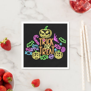 Halloween Neon Look Trick Treat Candy Party  Napkin