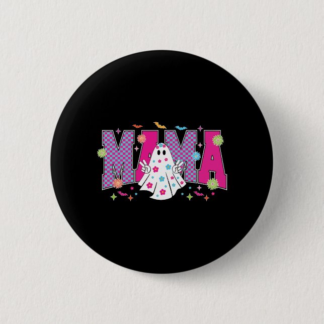 Halloween Neon Mama Mini 2 Inch Round Button (Front)