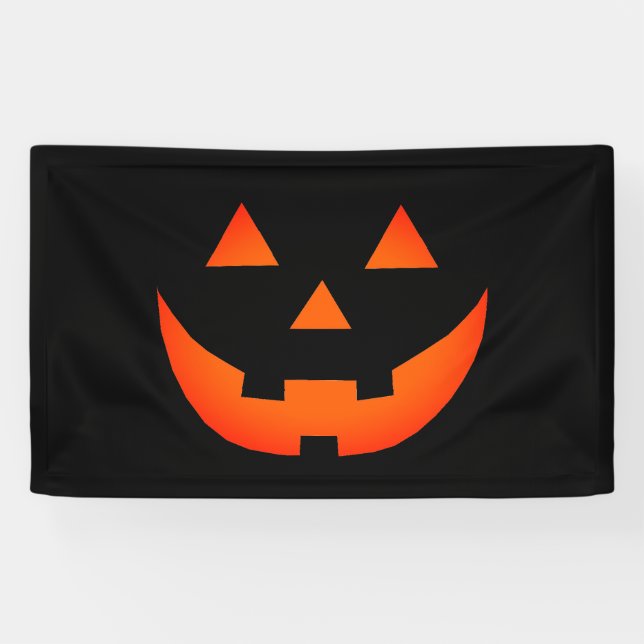 Halloween neon orange black Jack o lantern  Banner (Horizontal)