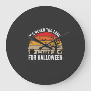 Halloween Never Too Early Vintage Sunset Large Clock