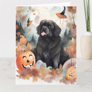 Halloween Newfoundland With Pumpkins Scary Card