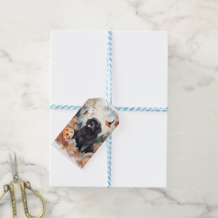 Halloween Newfoundland With Pumpkins Scary  Gift Tags