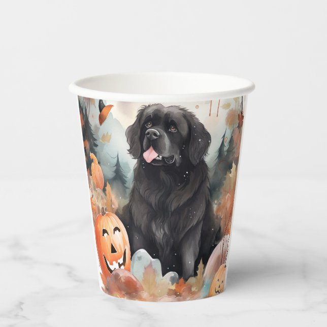 Halloween Newfoundland With Pumpkins Scary  Paper Cups (Front)