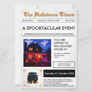 Halloween Newspaper Invitation