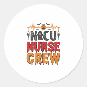 Halloween NICU Nurse Crew Vintage Typography Shirt Classic Round Sticker