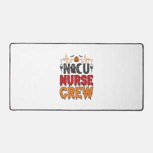 Halloween NICU Nurse Crew Vintage Typography Shirt Desk Mat