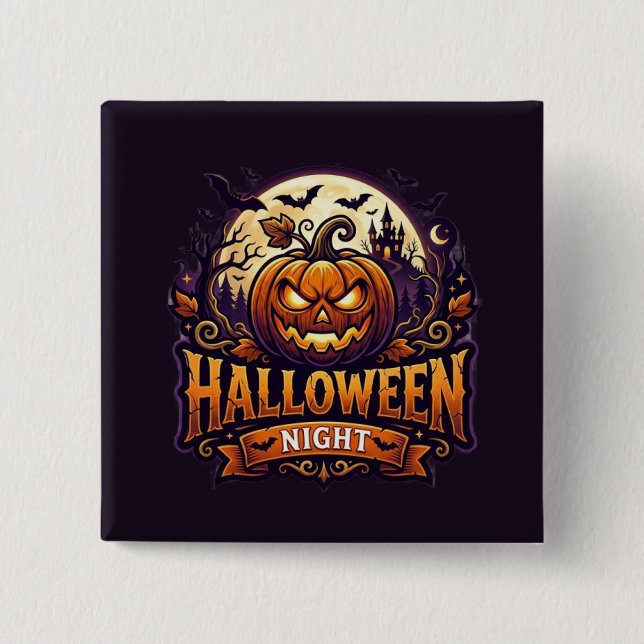 Halloween Night 2 Inch Square Button (Front)