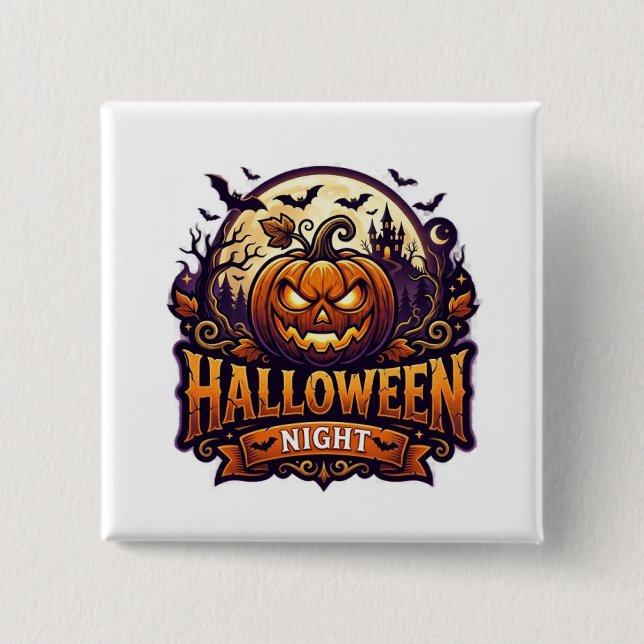 Halloween Night 2 Inch Square Button (Front)