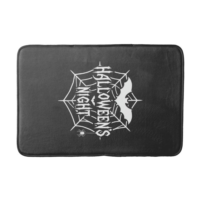 Halloween Night Bat Spider Web Vector Design_1 Bath Mat (Front)