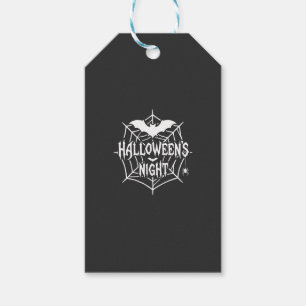 Halloween Night Bat Spider Web Vector Design_1 Gift Tags