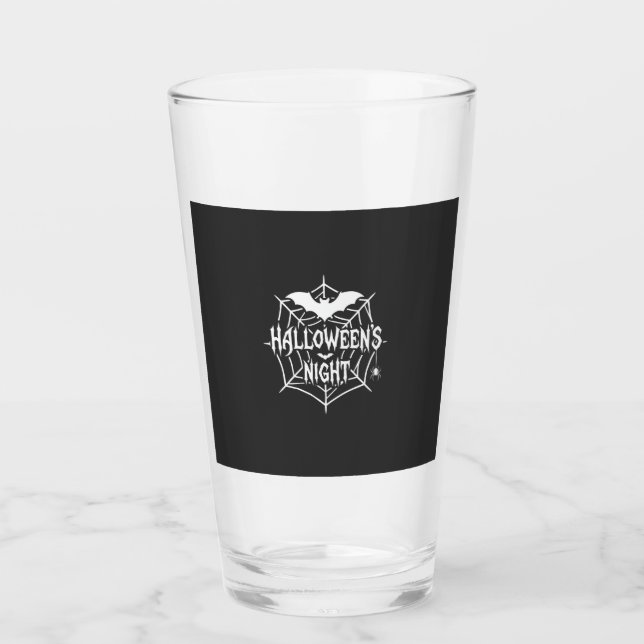 Halloween Night Bat Spider Web Vector Design_1 Glass (Front)