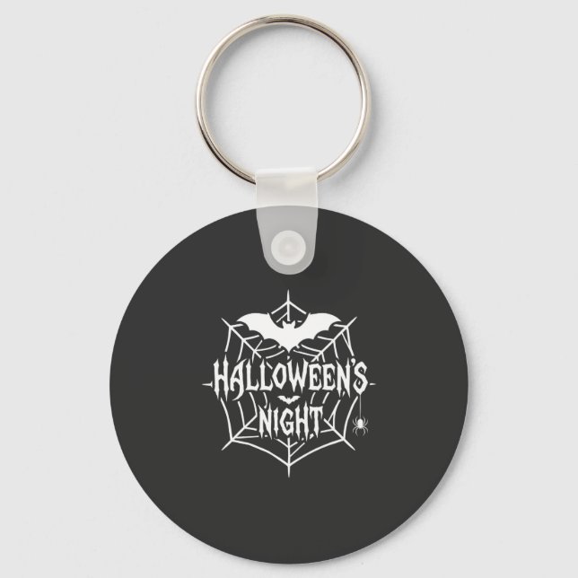 Halloween Night Bat Spider Web Vector Design_1 Keychain (Front)