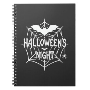 Halloween Night Bat Spider Web Vector Design_1 Notebook
