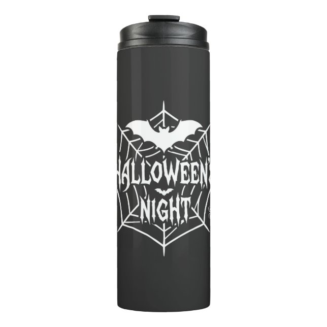 Halloween Night Bat Spider Web Vector Design_1 Thermal Tumbler (Front)