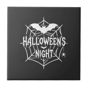 Halloween Night Bat Spider Web Vector Design_1 Tile