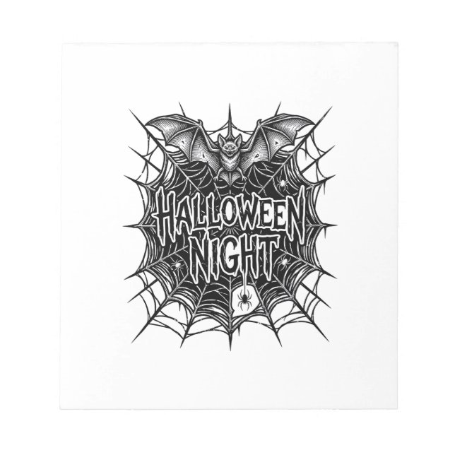 Halloween Night Bat Spiderweb Vintage Shirt Design Notepad (Front)