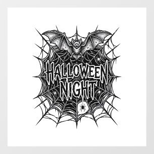 Halloween Night Bat Spiderweb Vintage Shirt Design Window Cling