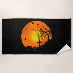 Halloween night beach towel