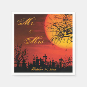 Halloween Night Black Wedding Paper Napkins