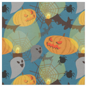 Halloween Night Blue Fabric