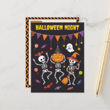 Halloween Night Dancing Skeletons Postcard