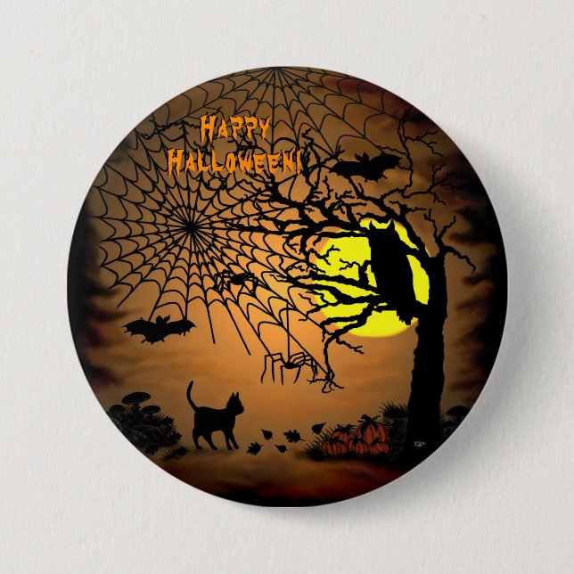 Halloween Night , Happy Halloween ! 3 Inch Round Button (Front)