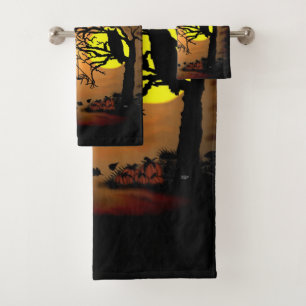Halloween Night , Happy Halloween ! Bath Towel Set