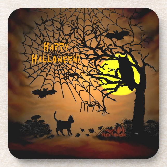 Halloween Night , Happy Halloween ! Coaster (Front)
