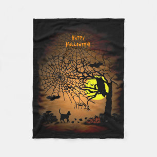 Halloween Night , Happy Halloween ! Fleece Blanket
