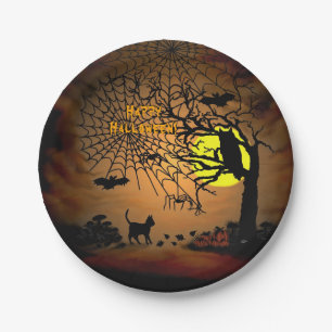 Halloween Night , Happy Halloween ! Paper Plate